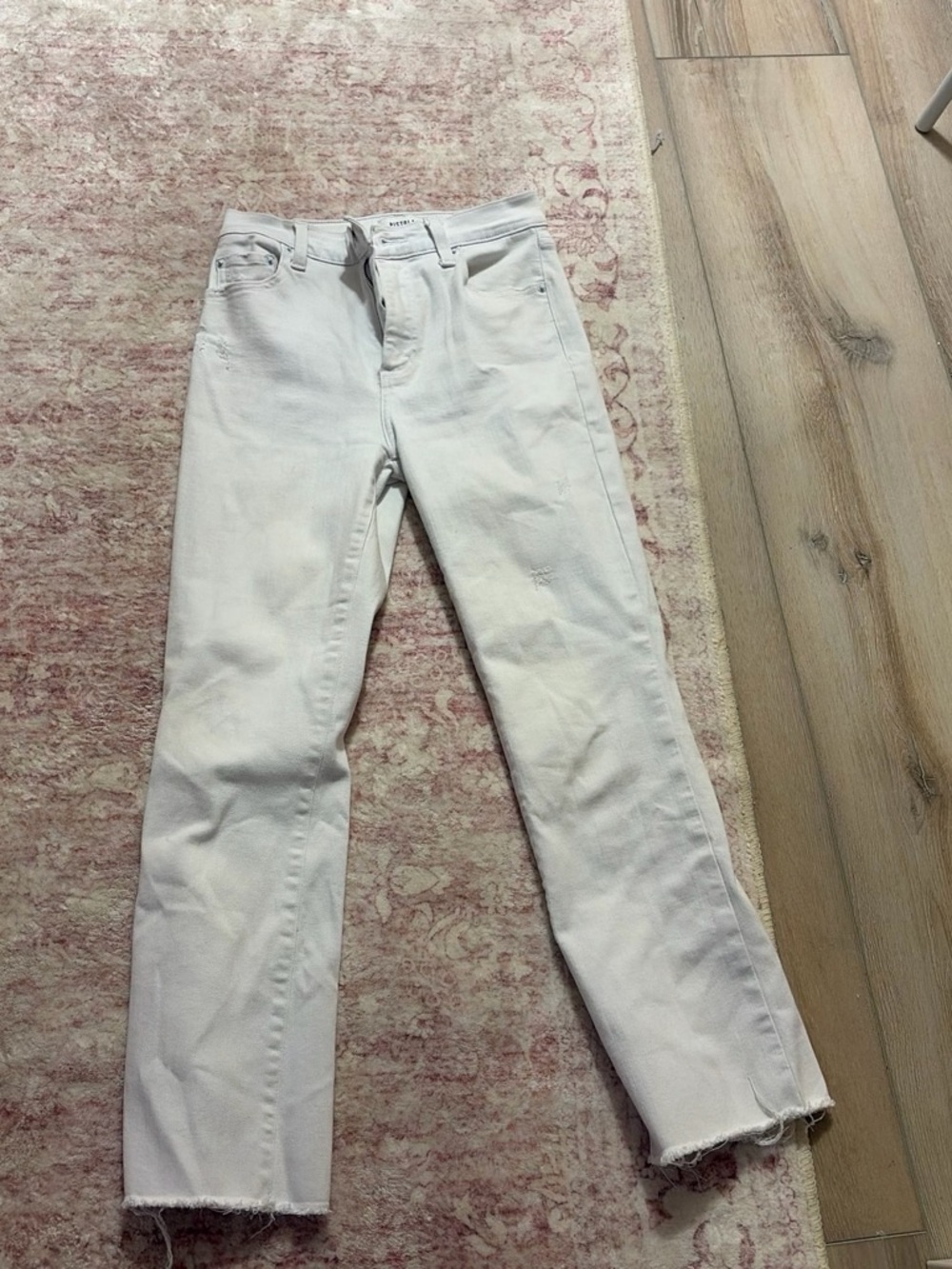 pistola White Straight-Leg Jeans with Raw Hem